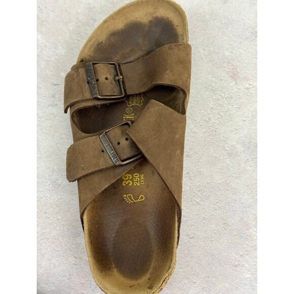 Birkenstock Arizona Brown Leather Sandals EU39 Womens US Size 8 FLAWS READ - Picture 15 of 16